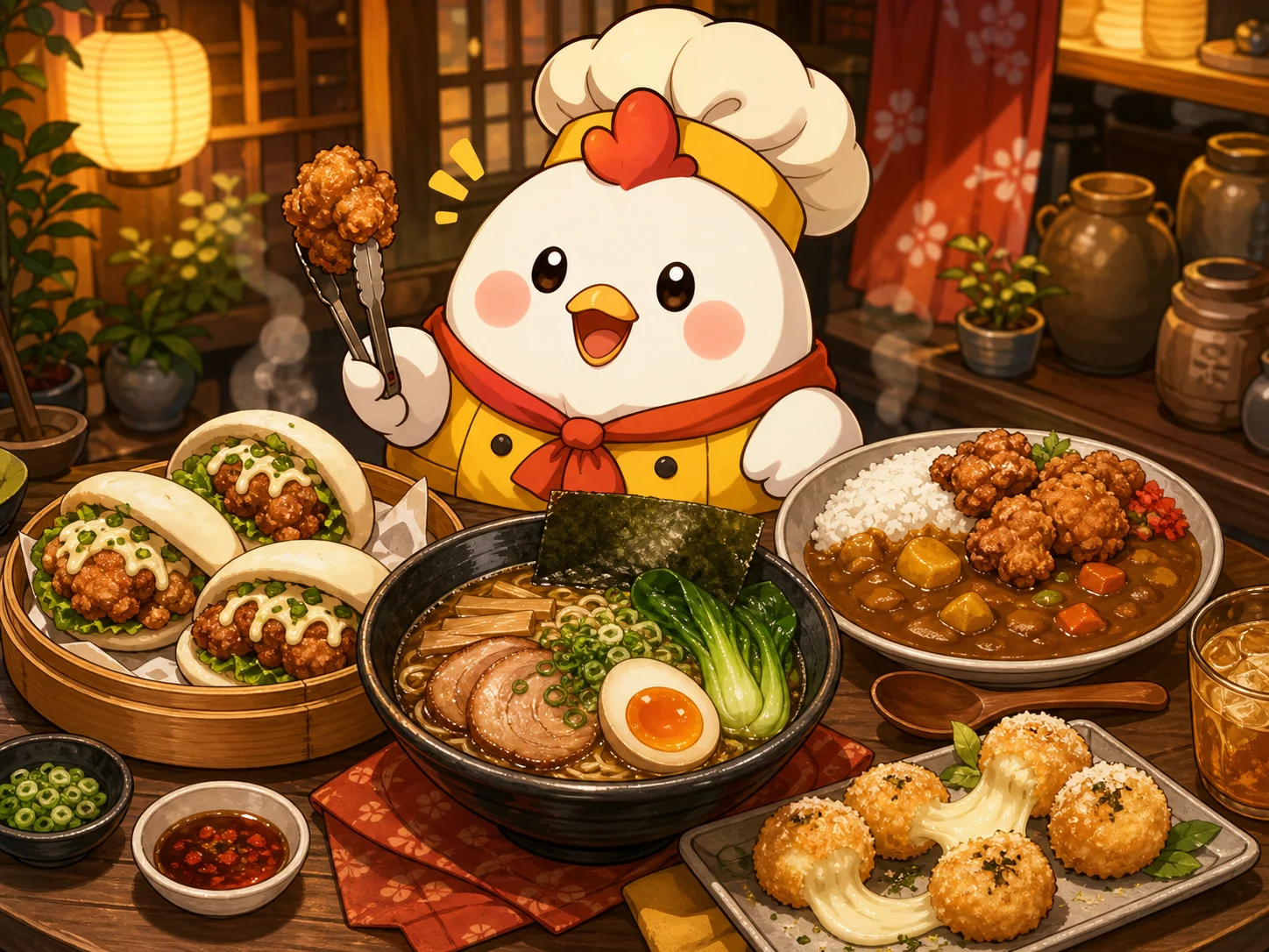 Anime-style Mina Kitchen comfort food